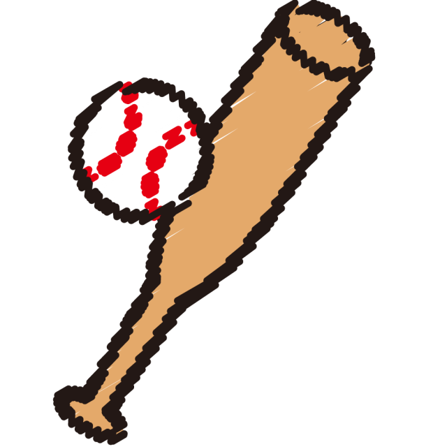 野球バット,野球ボール,クレヨン風 | 無料イラスト素材｜素材ラボ