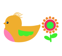 黄色い鳥とお花の…