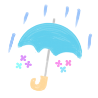 水彩画風傘と雨の…