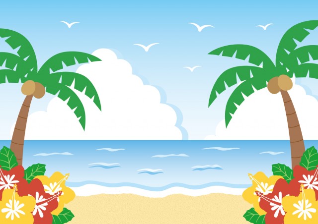ハワイアンビーチのイラスト | 無料イラスト素材｜素材ラボ