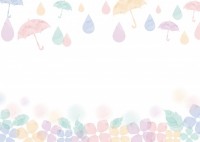水彩風紫陽花と傘