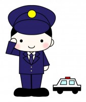 警察官とパトカー…