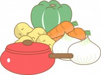 食材の野菜と調理…