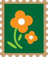 花柄の切手　緑