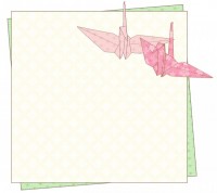 2羽の折鶴と折紙…