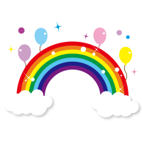 虹と風船のイラス…
