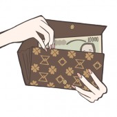 長財布から一万円…