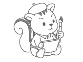 ベレー帽のリス画…