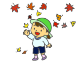 秋の落ち葉を見上…