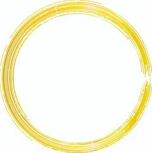 和の上品さを添える金の筆円。年賀状デザインにおすすめ