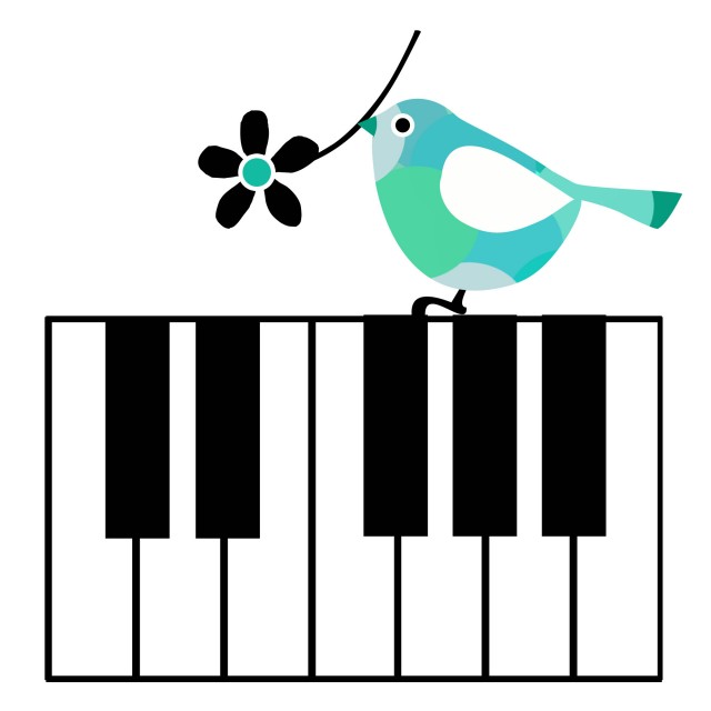 小鳥と鍵盤 無料イラスト素材 素材ラボ