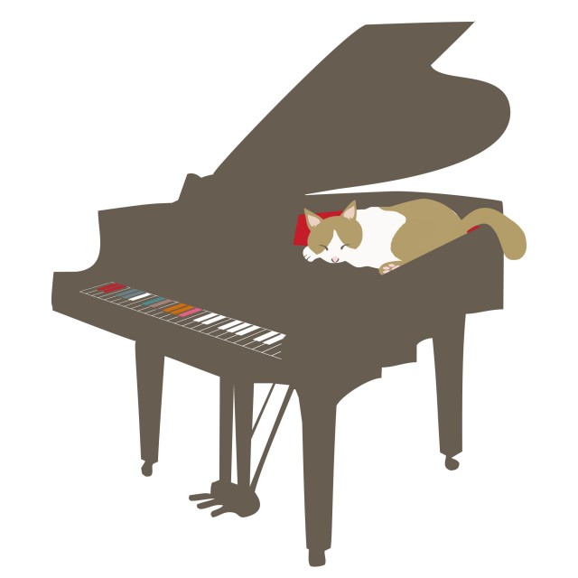 猫とピアノ 無料イラスト素材 素材ラボ