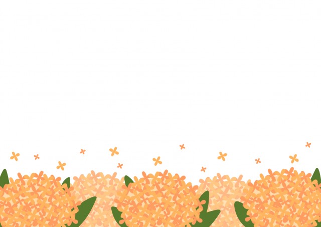秋のキンモクセイのフレーム背景