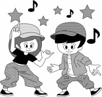 ダンスをする男の…