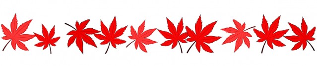 紅葉の葉っぱライン素材シンプル飾り罫線イラスト