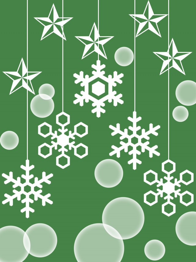 雪の結晶とお星様のオーナメントシンプル背景イラスト