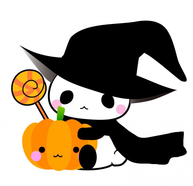 ハロウィン 黒いハットをかぶったコスプレパンダちゃん 無料イラスト素材 素材ラボ