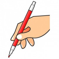 赤ペンを持つ手