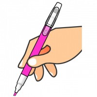 ピンクの蛍光ペン…