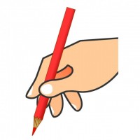 赤鉛筆を持つ手