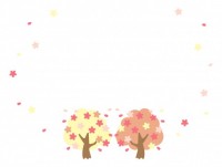 桜の木と花びらの…