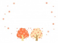 桜の木と花びらの…