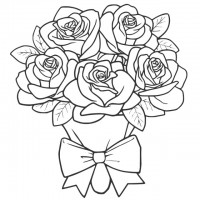 薔薇の花束の線画