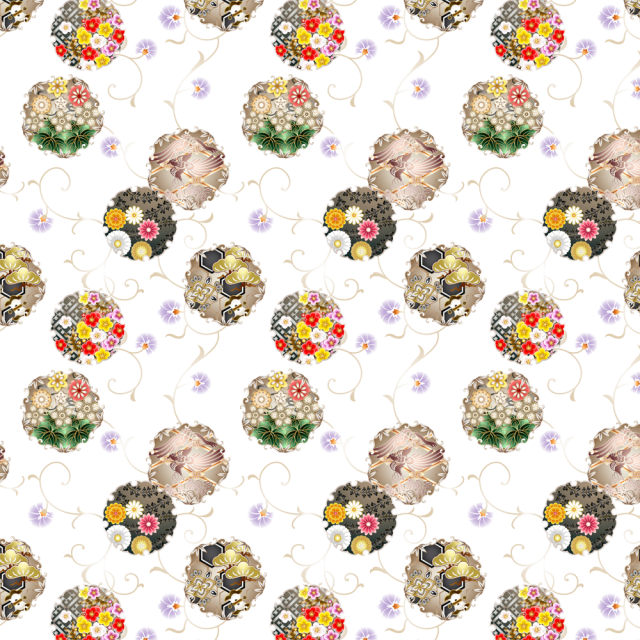 雪輪と花のパターン背景 Cs4ai Png 無料イラスト素材 素材ラボ