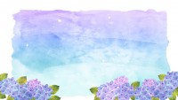 水彩背景に紫陽花…