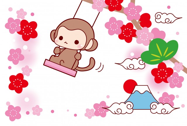 ブランコに乗る猿のイラストカット 無料イラスト素材 素材ラボ