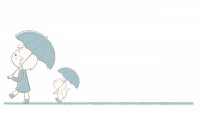 傘をさして歩く女…