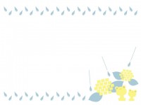 梅雨の紫陽花と蛙…