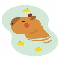 柚子湯に入るカピ…