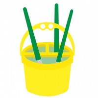 筆を入れた筆洗器