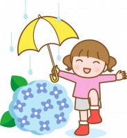 あじさいの花と傘…