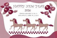 ３頭の馬と椿のオ…