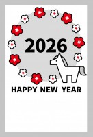 馬と梅の円形フレ…