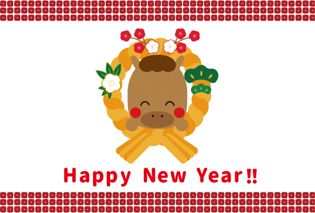 25_2026年年賀状_午年・ビジネス定番・しめ縄飾りと馬