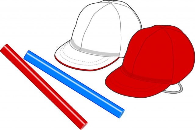赤白帽子とリレーのバトン 無料イラスト素材 素材ラボ