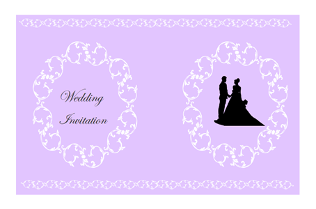 シルエット柄結婚式招待状 表紙 テンプレート 無料イラスト素材 素材ラボ