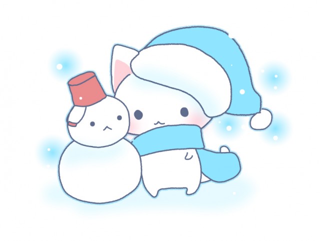 猫と雪だるまのイラスト素材 無料イラスト素材 素材ラボ