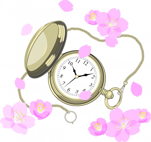 桜と懐中時計 無料イラスト素材 素材ラボ