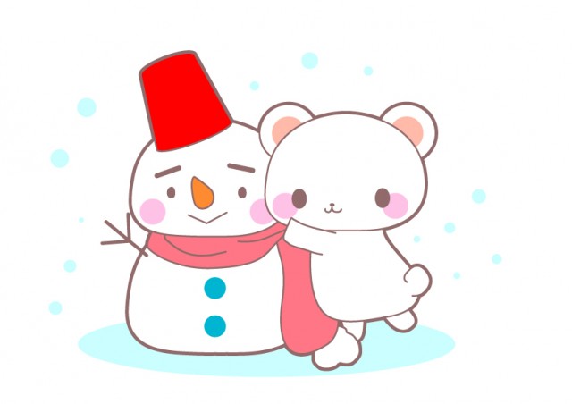 雪だるまと白クマちゃんおイラスト素材 無料イラスト素材 素材ラボ