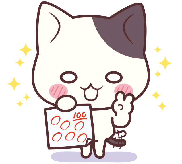 ぶち猫 にゃんこ 百点満点 無料イラスト素材 素材ラボ