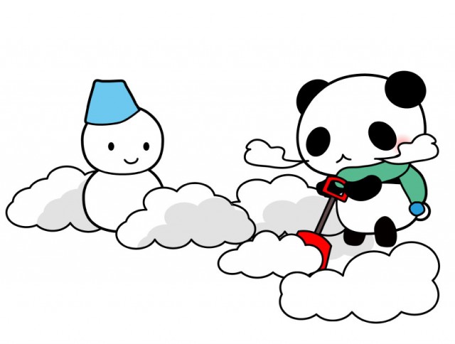 雪かきをするパンダちゃんのイラスト素材 無料イラスト素材 素材ラボ