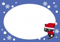 黒猫と雪のフレー…