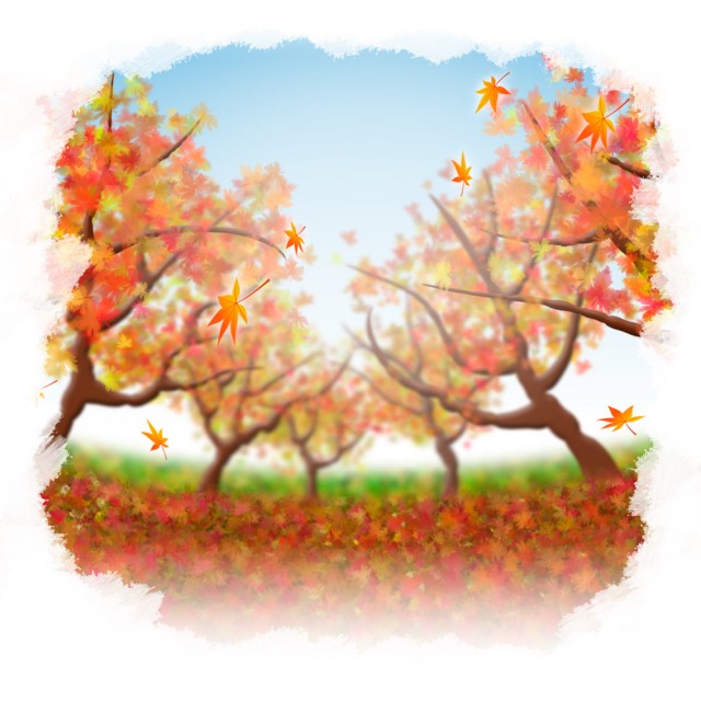 季節のイメージ 紅葉と落ち葉 無料イラスト素材 素材ラボ