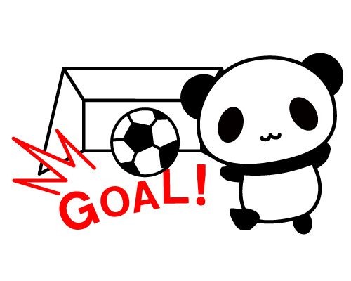 サッカー ゴールネットにゴールを決めるパンダ 無料イラスト素材 素材ラボ
