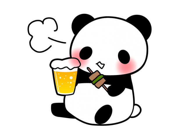 ビールと酔っ払いパンダ 無料イラスト素材 素材ラボ