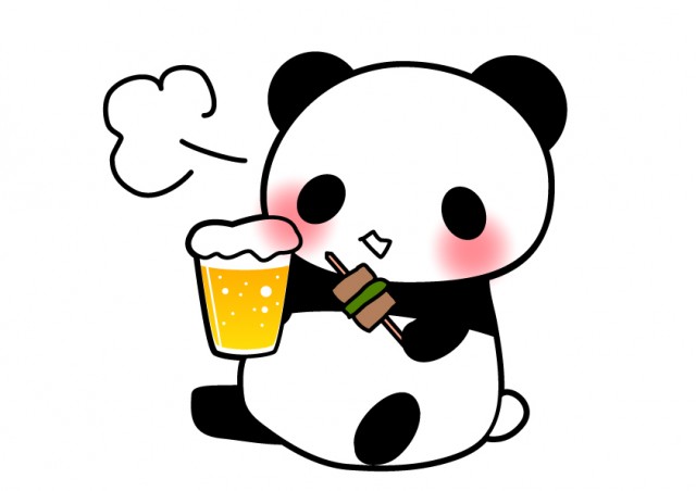 ビールと酔っ払いパンダ 無料イラスト素材 素材ラボ